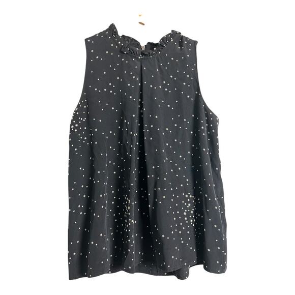 AQUA Winter Frost Ruffle Trim Sleeveless Blouse Black Women's Size S Brunch Boho - Picture 3 of 5